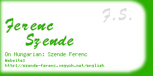 ferenc szende business card